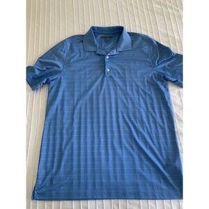 Greg Norman Mens 2XL Golf Shirt ML75 Blue Green stripe polo wicking active